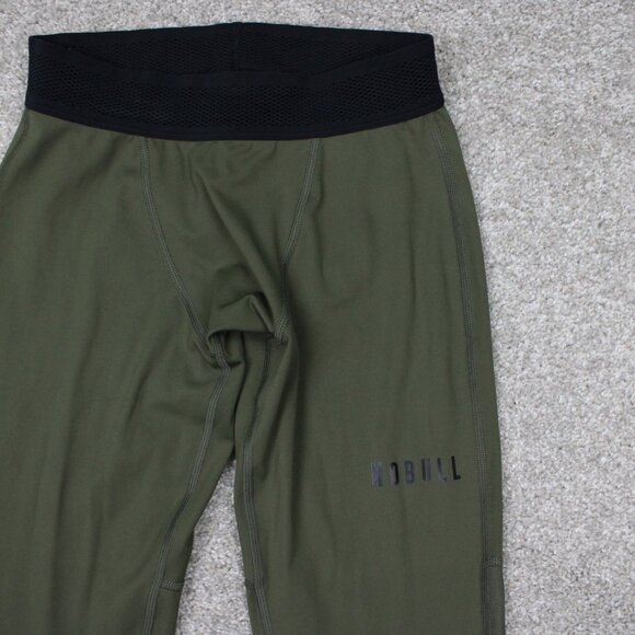 NOBULL Compression Tights Pants Mens Small Green Nylon Stretch w/ 28" inseam - Picture 3 of 10